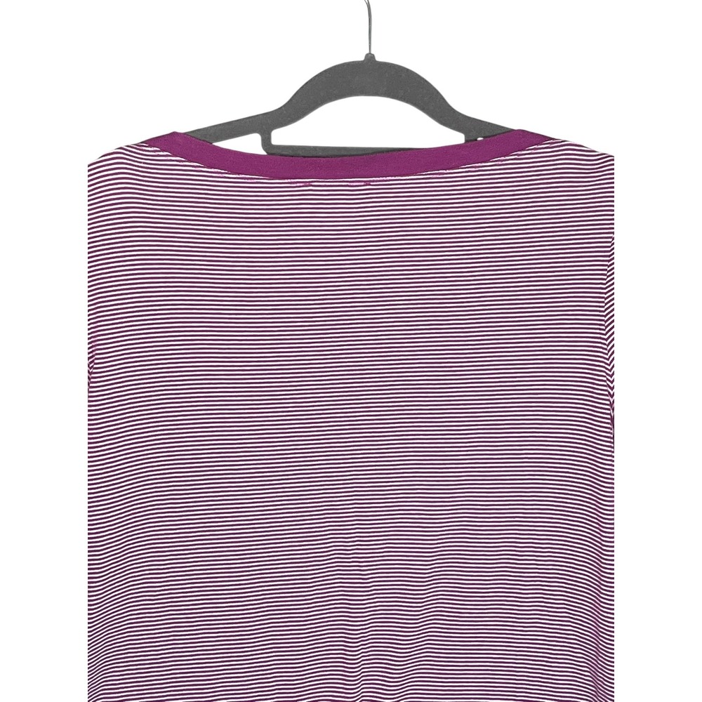 Brooks Brothers 346 Womens Purple White Striped Boat Neck Cotton T-Shirt Large - Picture 6 of 13